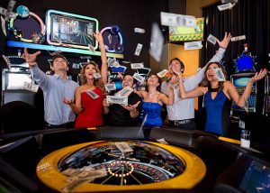 Group of people winning money at the Casino
